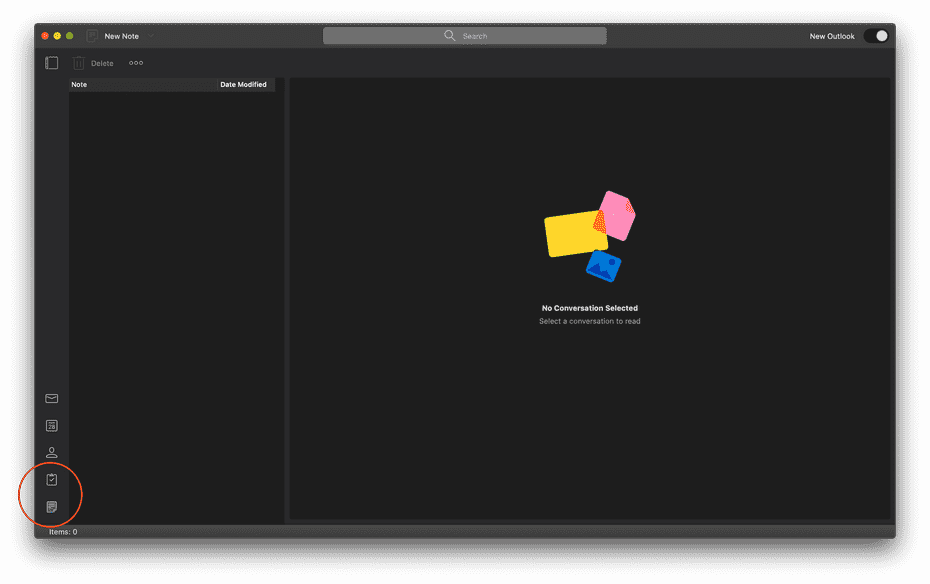 Microsoft Outlook Mac sidebar screenshot